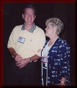 Wes talking with Carolyn Yates at the 35th Reunion